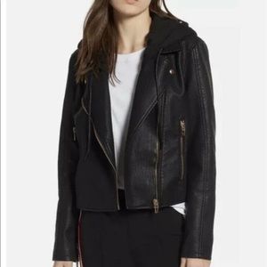 BlankNYC Vegan Leather Jacket with Hood